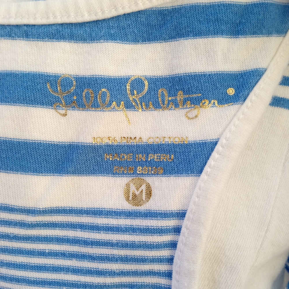 LILLY PULITZER "Melle" Bay Blue Coconut Stripe Pullover Dress | M - Picture 8 of 8